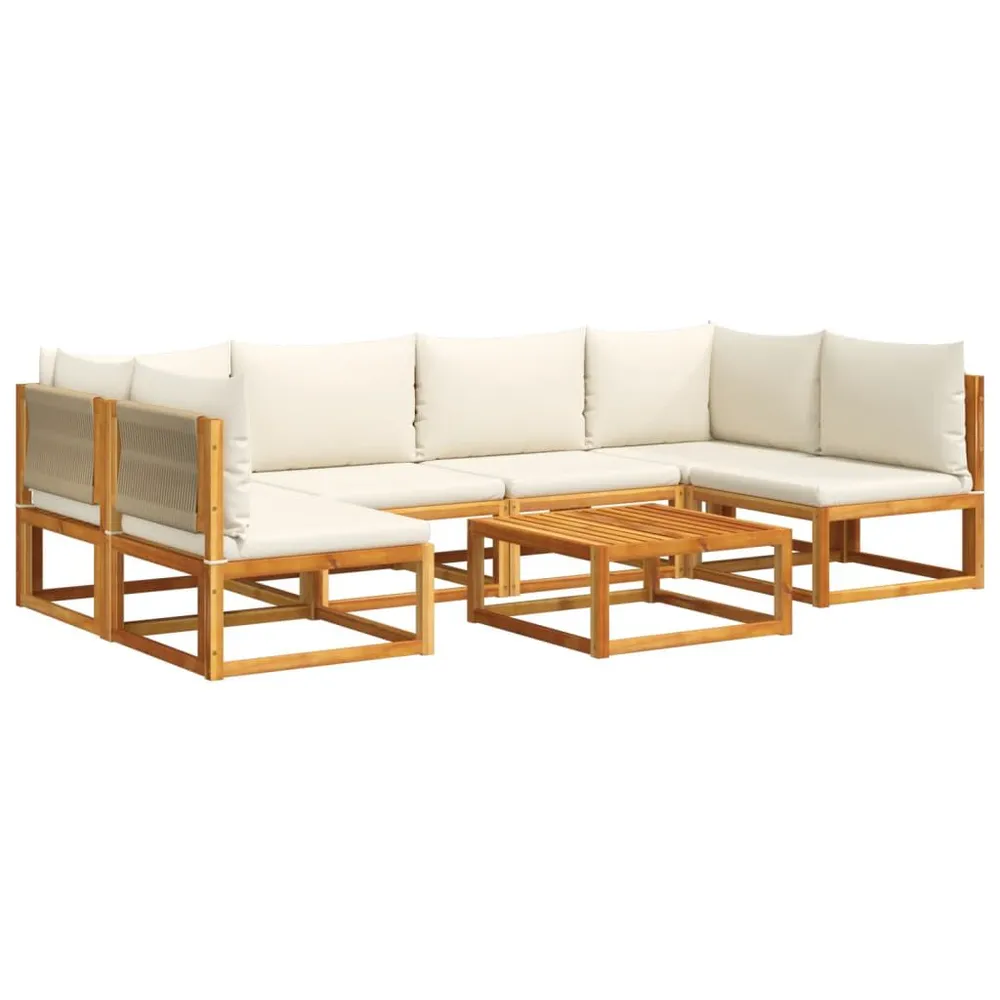 Salon de jardin avec coussins 7 pcs bois massif d'acacia