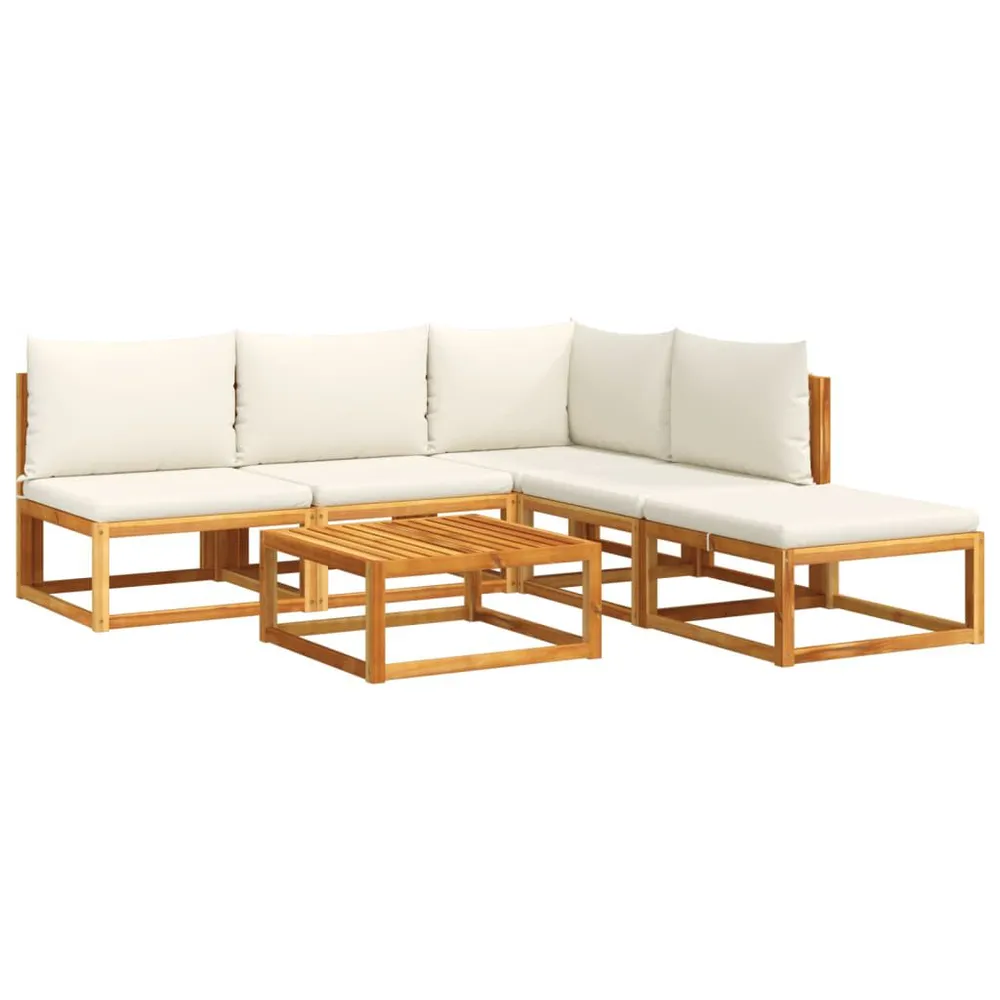 Salon de jardin avec coussins 6 pcs bois d'acacia solide