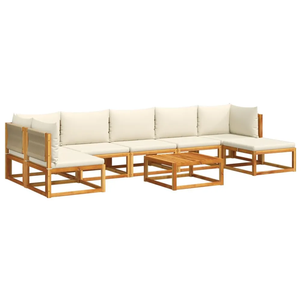 Salon de jardin avec coussins 8 pcs bois massif d'acacia