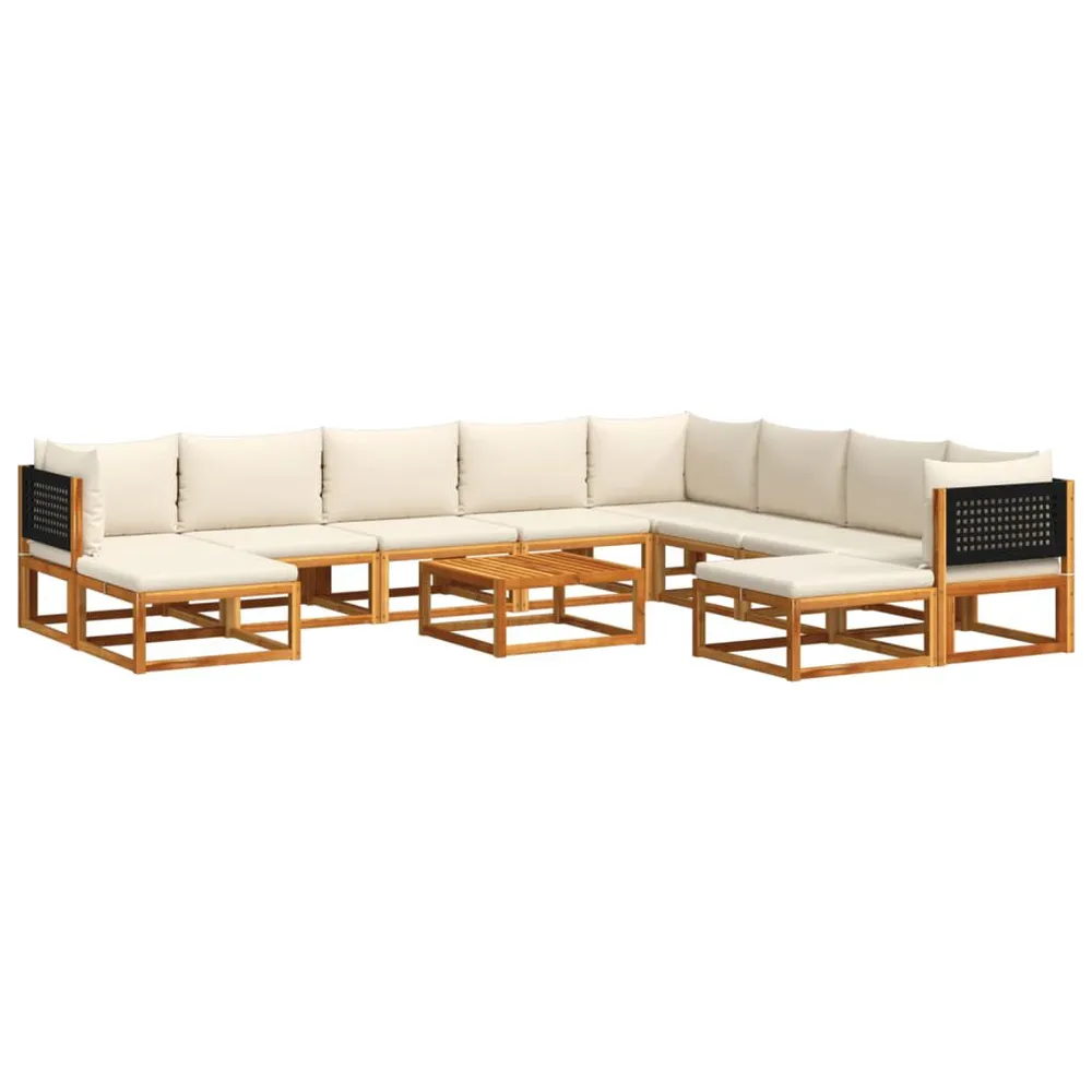 Salon de jardin avec coussins 11 pcs bois massif d'acacia