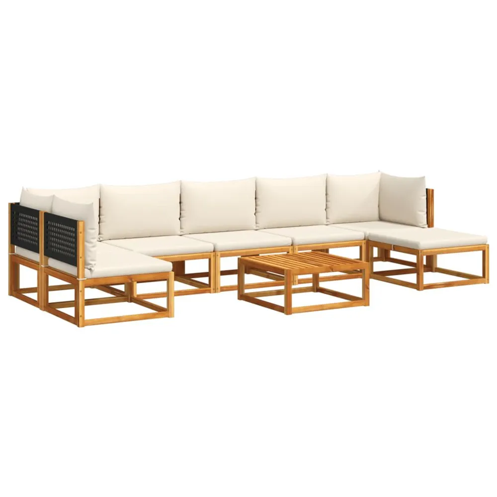 Salon de jardin avec coussins 8 pcs bois massif d'acacia