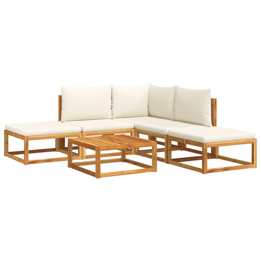 Salon de jardin avec coussins 6 pcs bois d'acacia solide