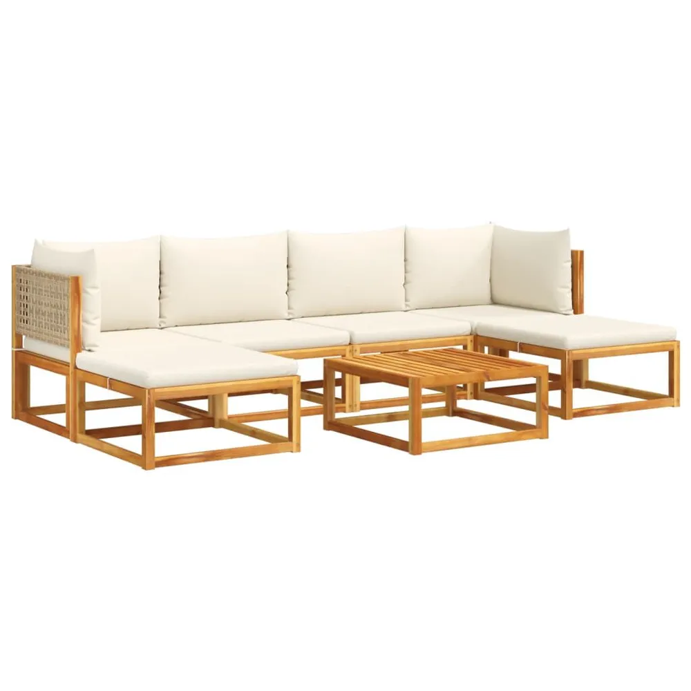 Salon de jardin avec coussins 7 pcs bois massif d'acacia