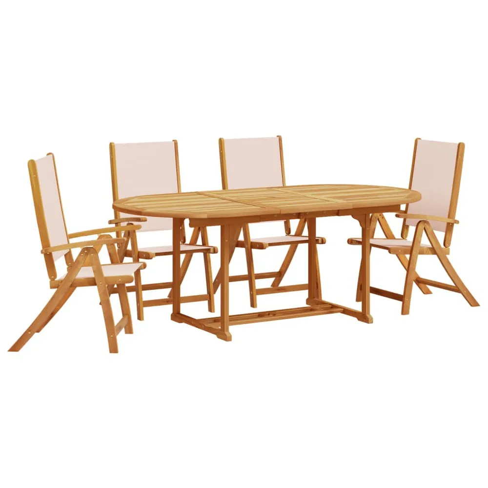 Ensemble à manger de jardin 5pcs bois d'acacia solide textilène