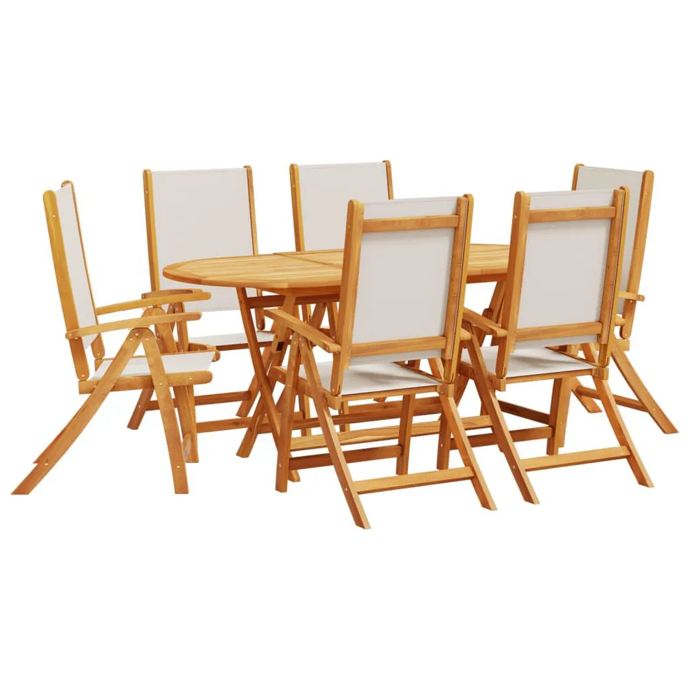 Ensemble à Manger de jardin 7pcs bois d'acacia solide textilène