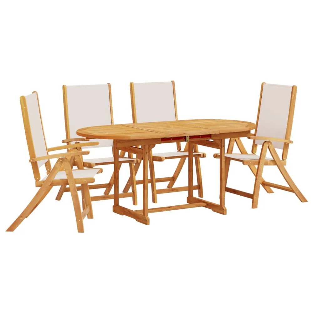 Ensemble à manger de jardin 5pcs bois d'acacia solide textilène