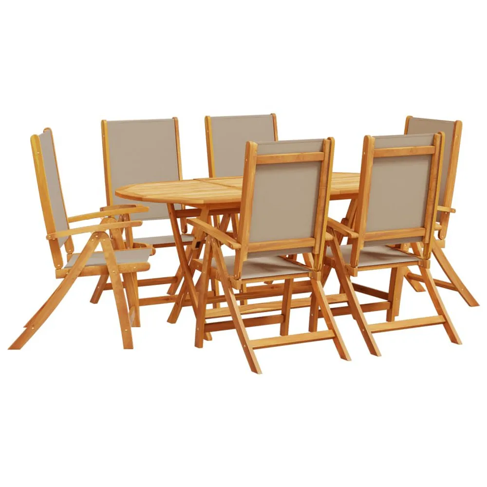 Ensemble à Manger de jardin 7pcs bois d'acacia solide textilène