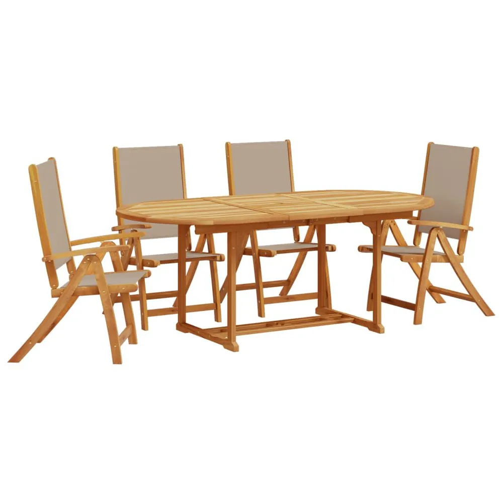 Ensemble à manger de jardin 5pcs bois d'acacia solide textilène