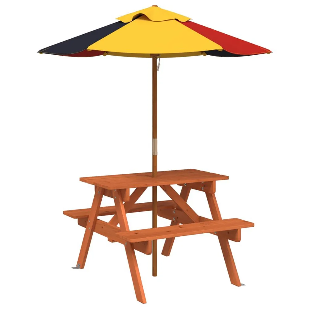 Table de pique-nique pour 4 enfants avec parasol bois de sapin