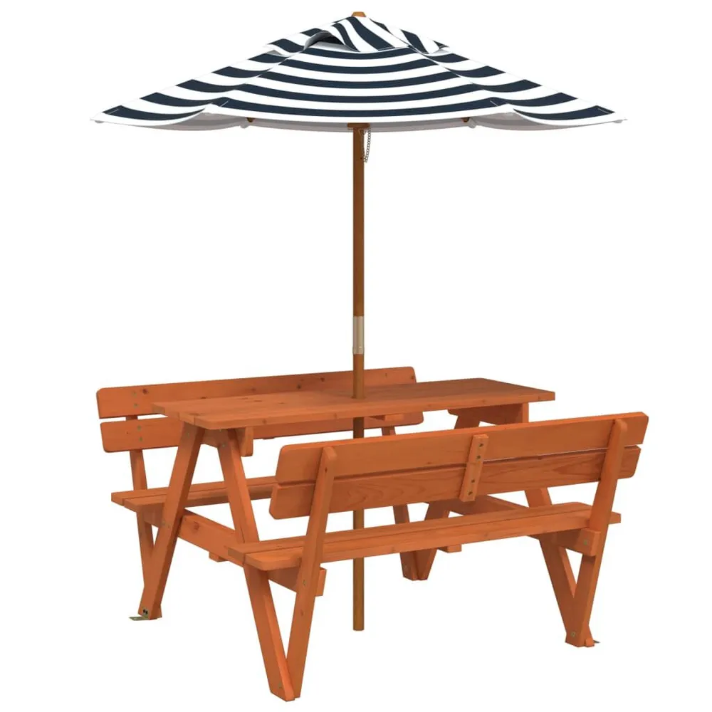 Table de pique-nique pour 4 enfants avec parasol bois de sapin