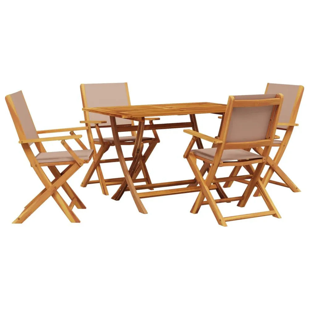 Ensemble à manger de jardin 5 pcs taupe tissu et bois massif