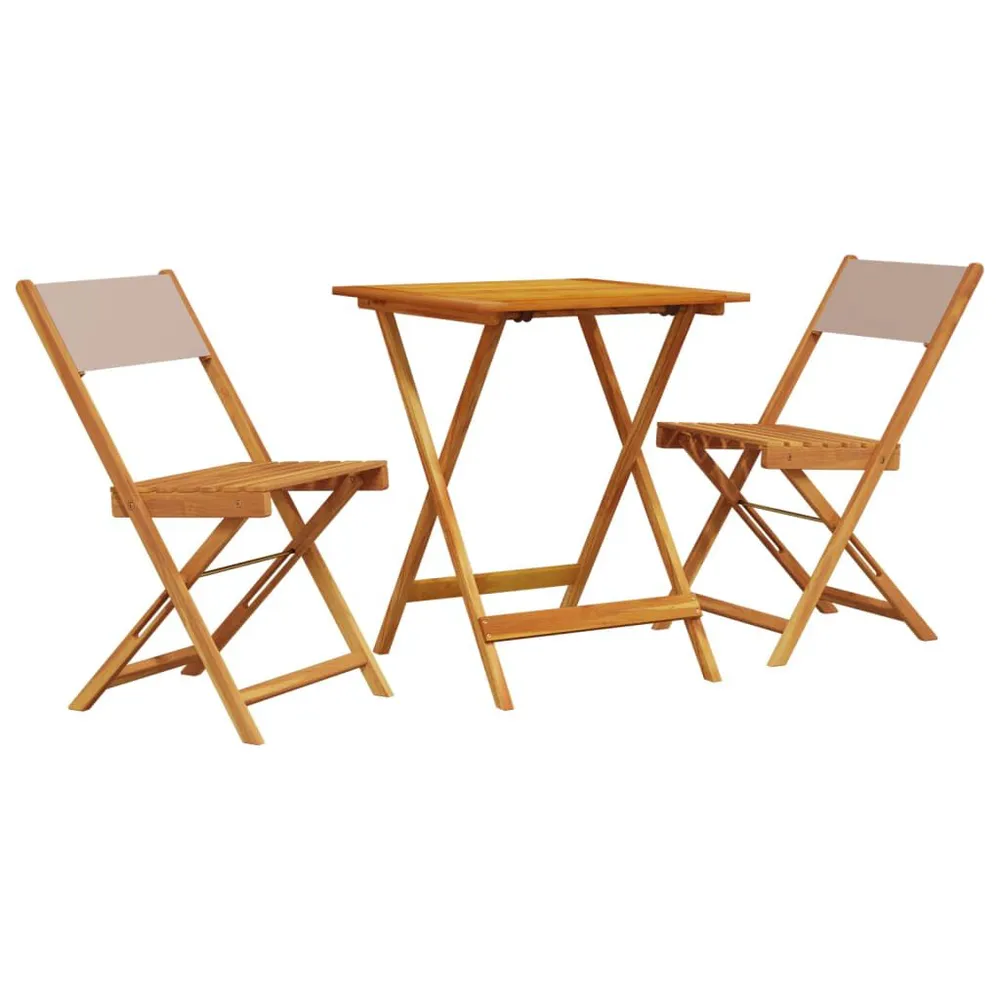 Ensemble de bistro 3 pcs taupe tissu et bois massif