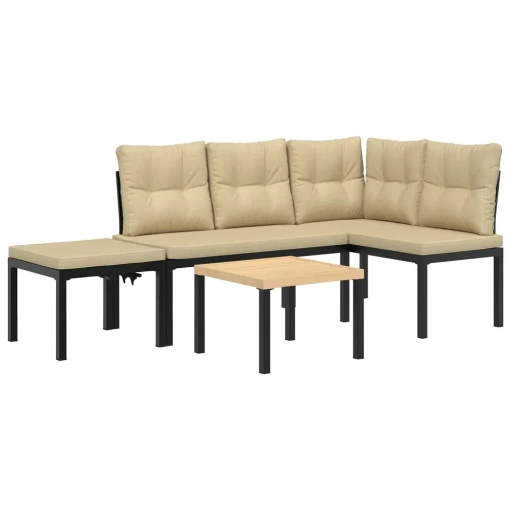 Ensemble de banc de jardin avec coussins 4 pcs noir