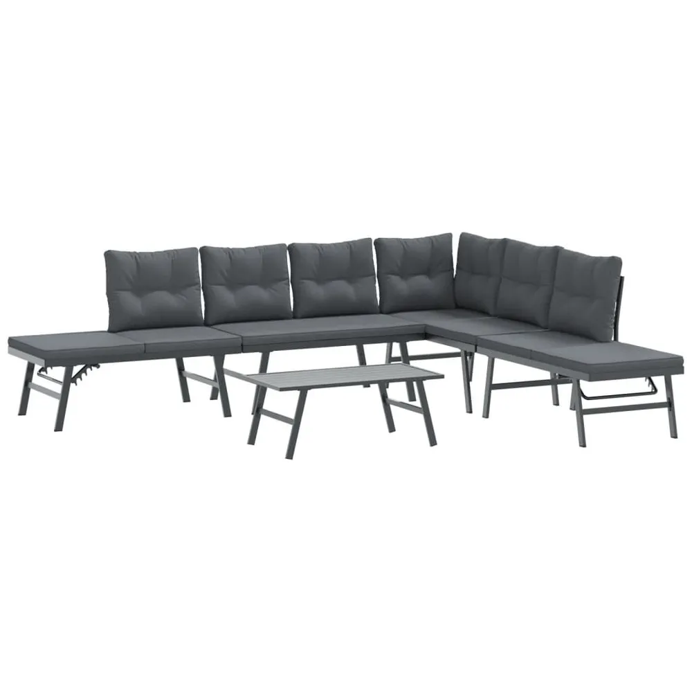 Ensemble de bancs de jardin avec coussins 5 pcs noir