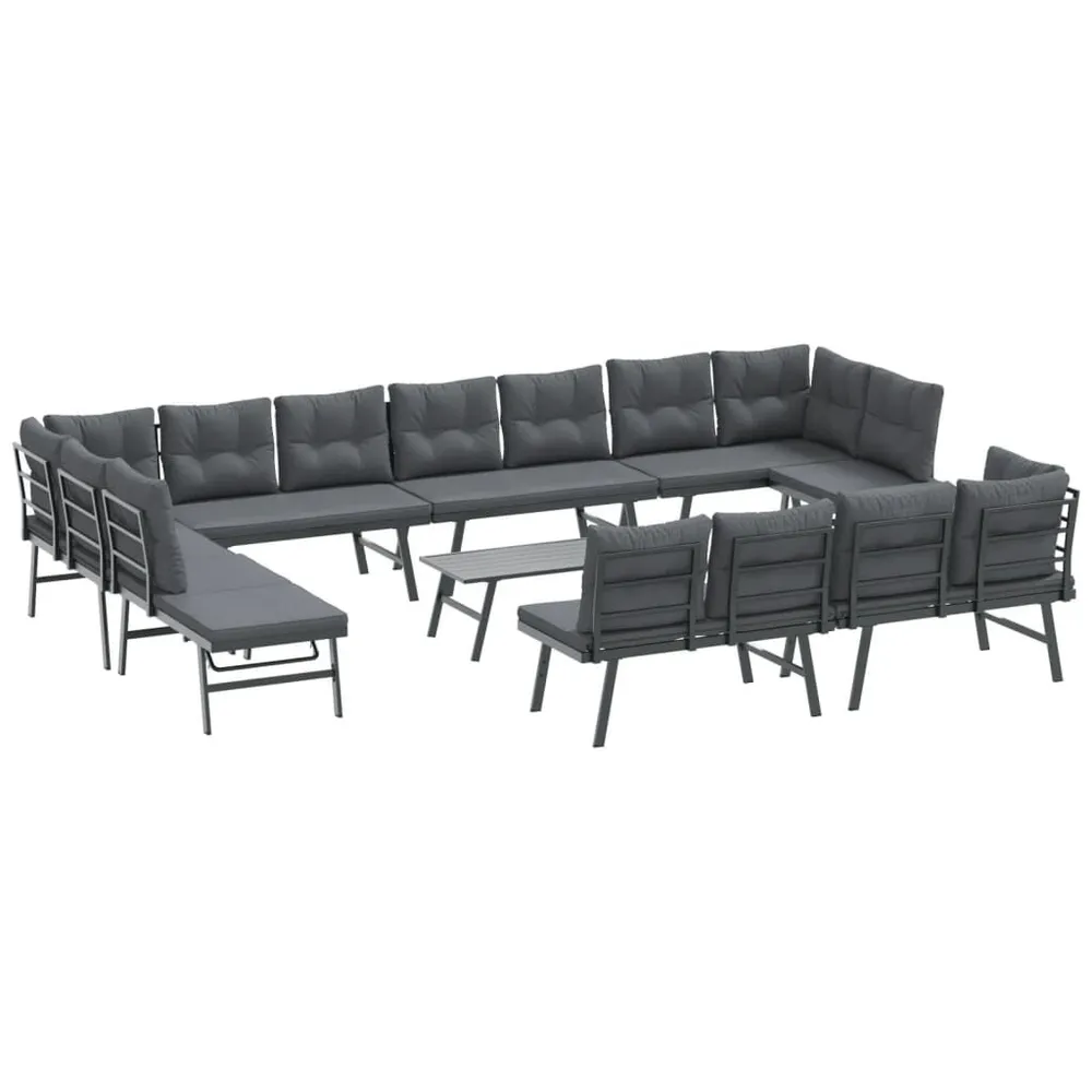 Ensemble de bancs de jardin avec coussins 9 pcs noir