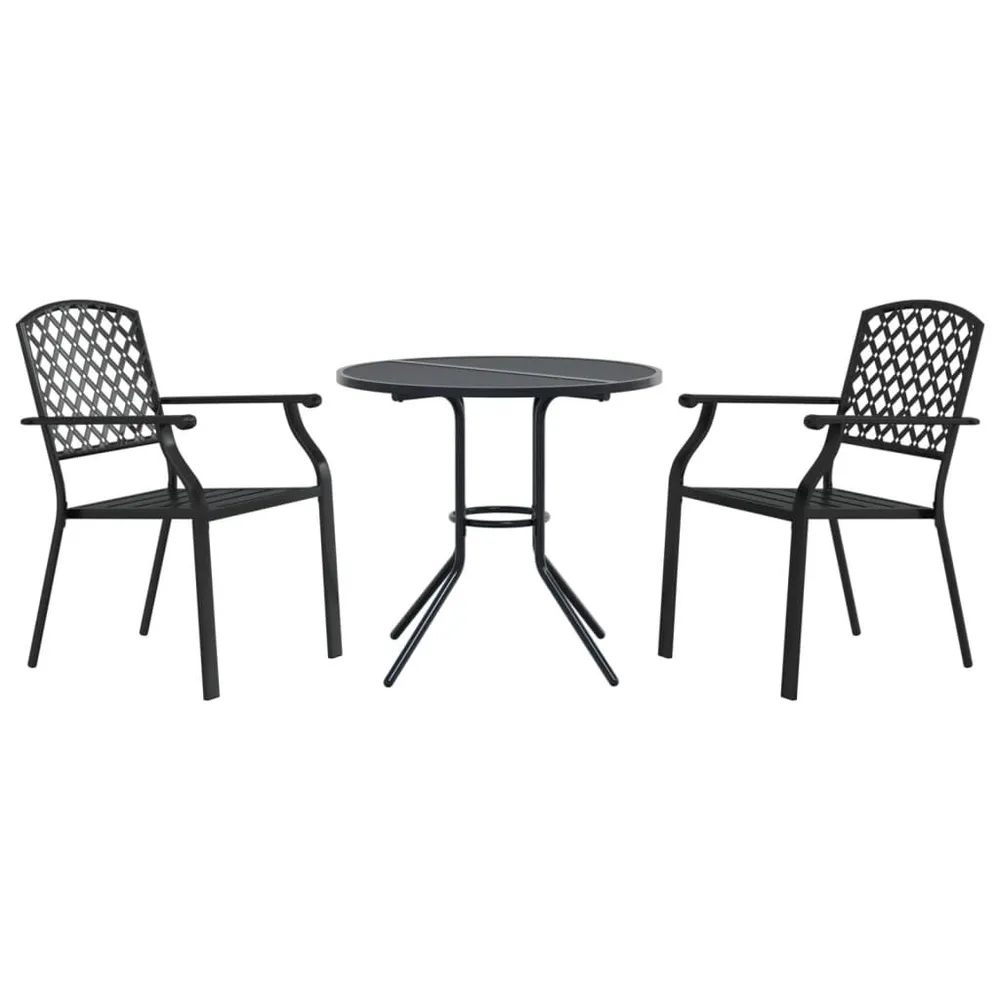 Ensemble de chaises de jardin empilables 3 pcs anthracite