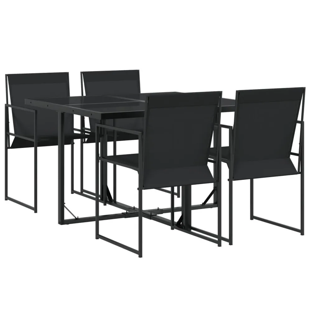 Ensemble à manger de jardin 5 pcs noir textilène