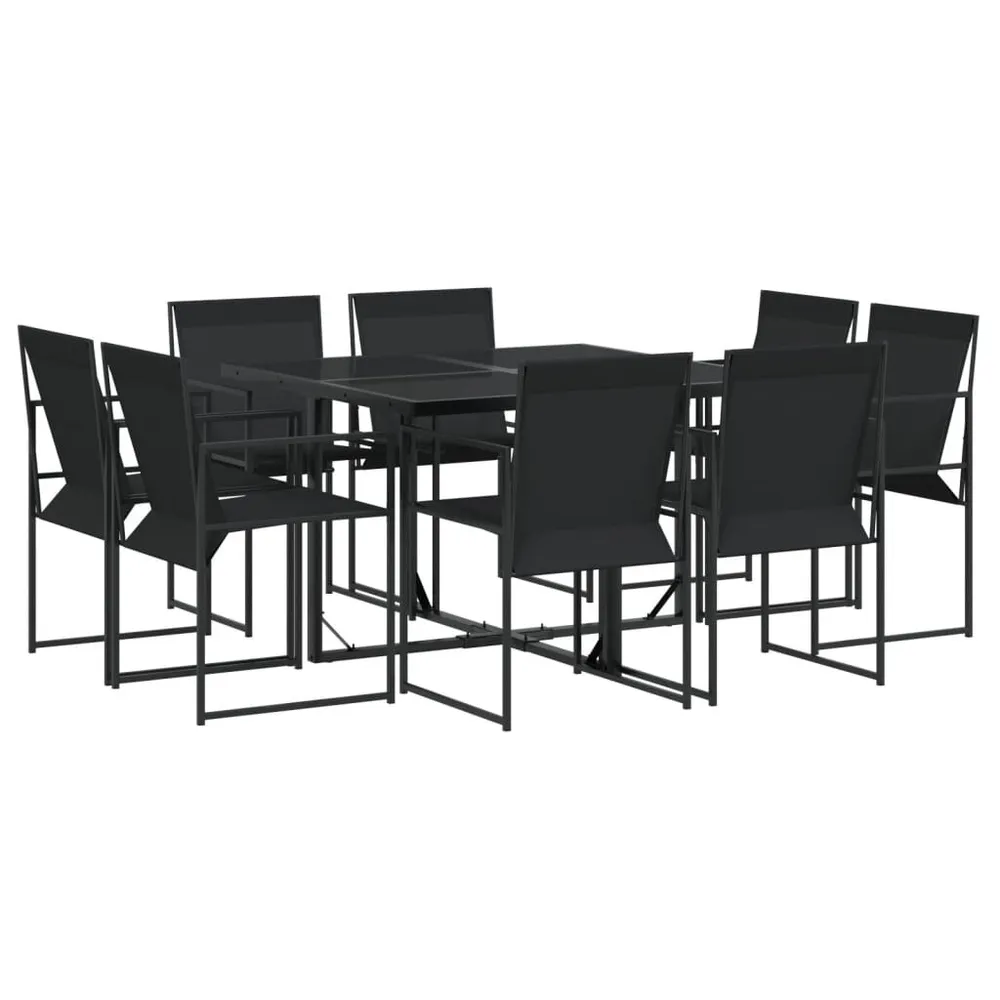 Ensemble à manger de jardin 9 pcs noir textilène