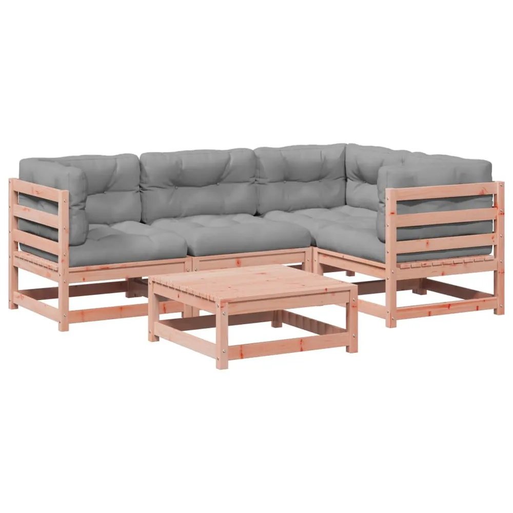 Salon de jardin 5 pcs et coussins bois massif sapin de douglas