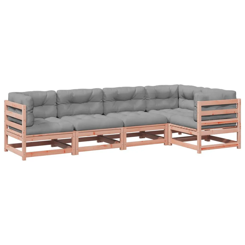 Salon de jardin 5 pcs et coussins bois massif sapin de douglas