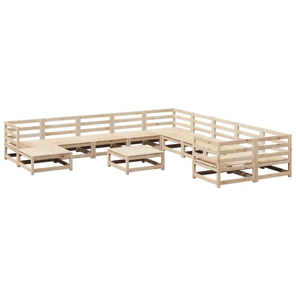 Salon de jardin 12 pcs bois de pin massif