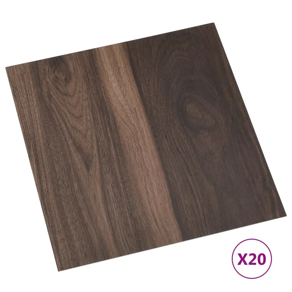 Dalles de plancher autoadhésives 20pcs PVC 1,86 m² marron foncé