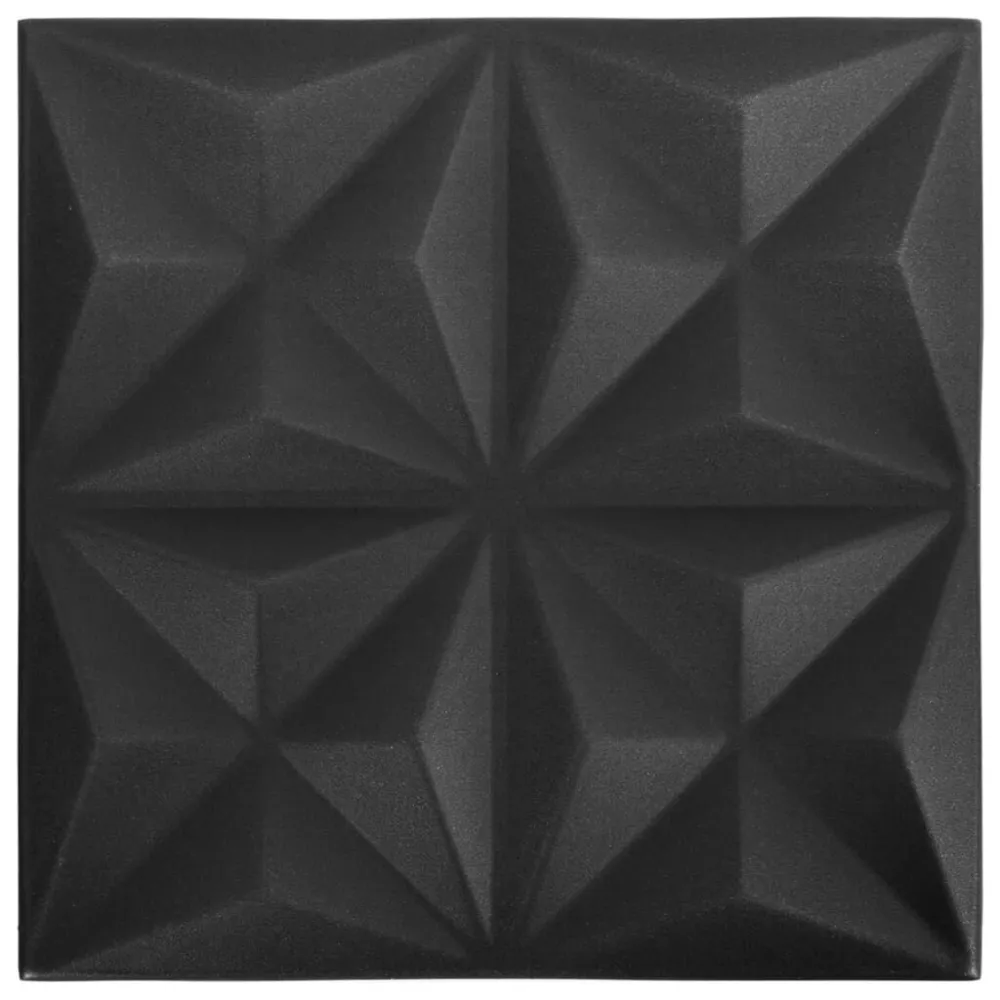 Panneaux muraux 3D 12 pcs 50x50 cm noir origami 3 m²