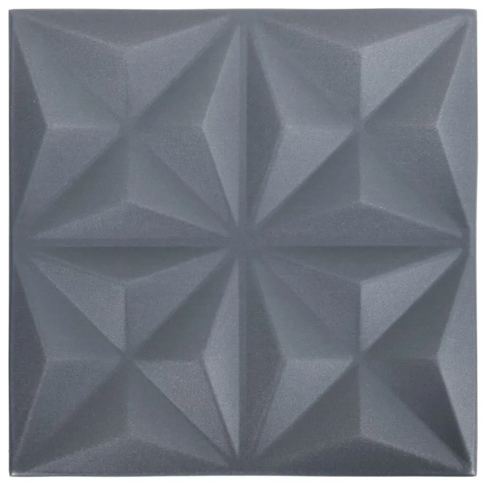 Panneaux muraux 3D 12 pcs 50x50 cm gris origami 3 m²