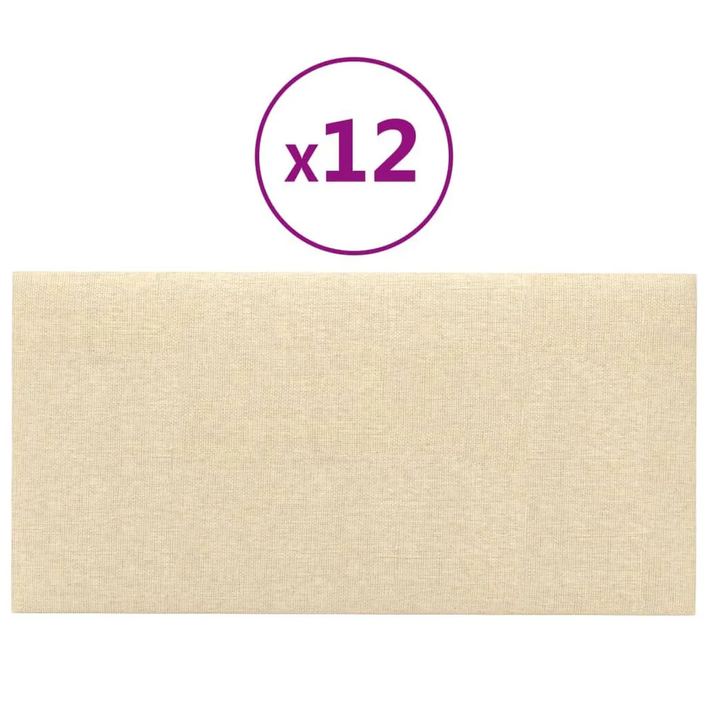 Panneaux muraux 12 pcs Crème 30x15 cm Tissu 0,54 m²