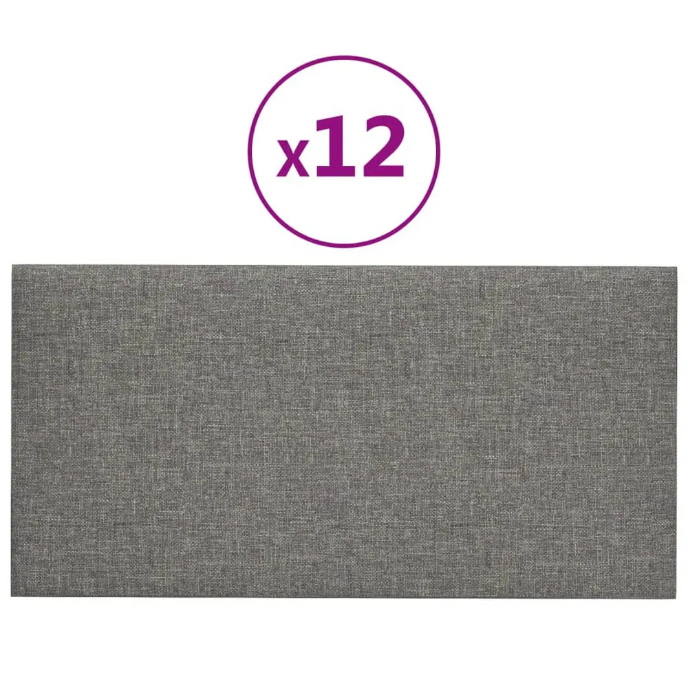 Panneaux muraux 12 pcs Gris évident 30x15 cm Tissu 0,54 m²