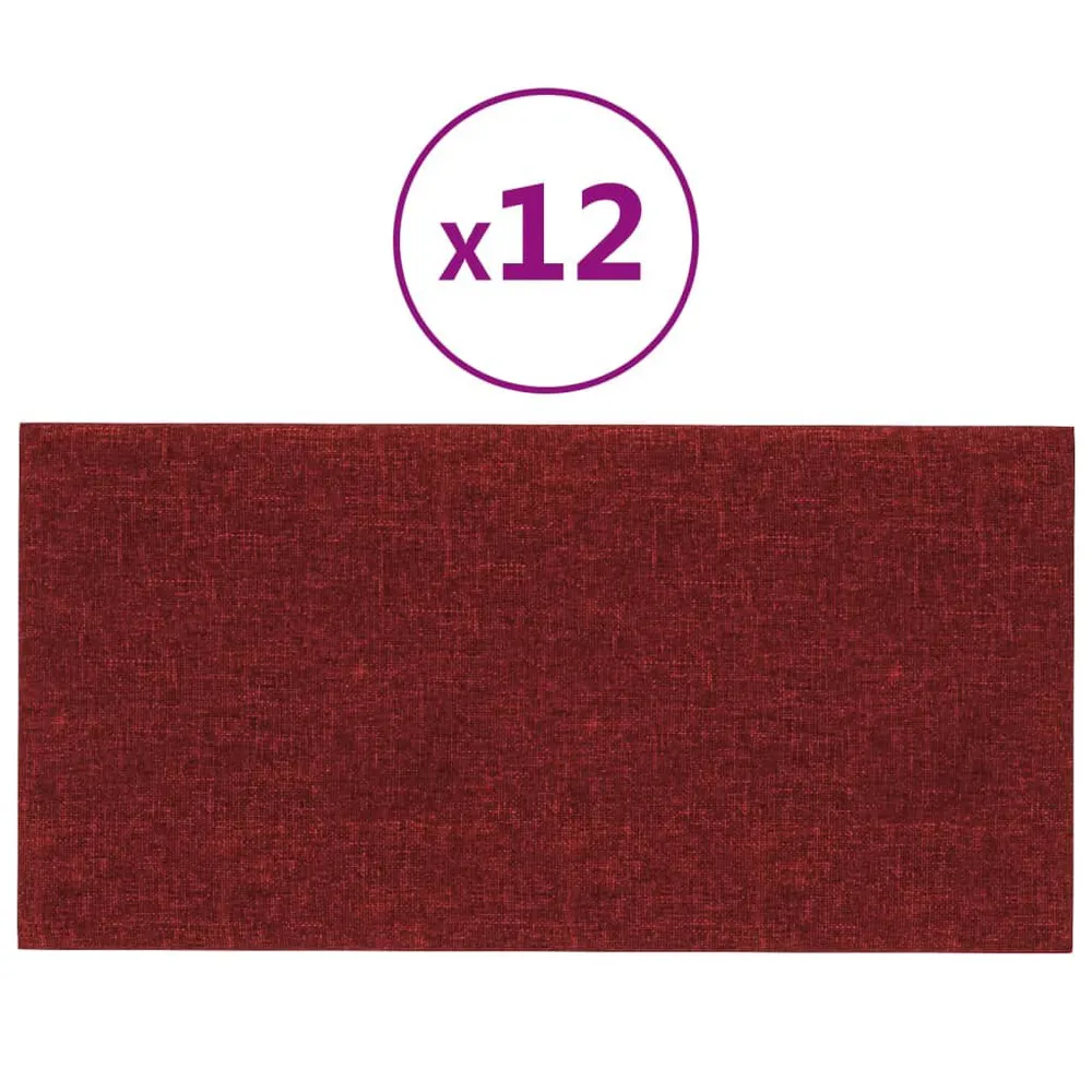 Panneaux muraux 12 pcs Rouge bordeaux 30x15 cm Tissu 0,54 m²