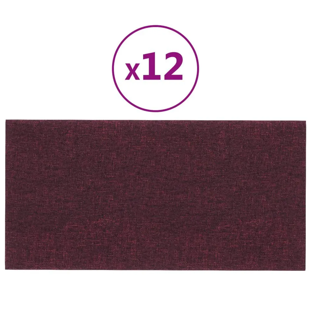 Panneaux muraux 12 pcs Violet 30x15 cm Tissu 0,54 m²