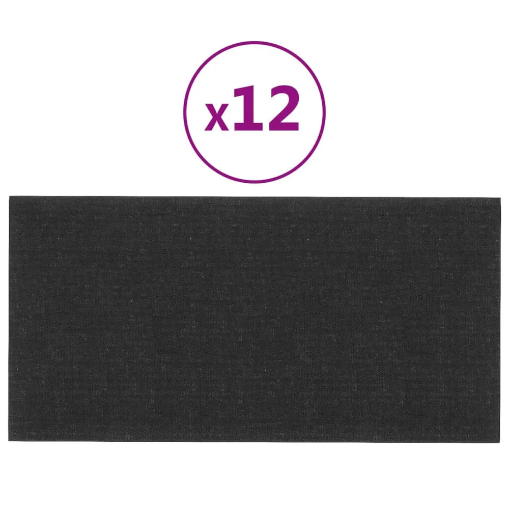 Panneaux muraux 12 pcs Noir 30x15 cm Tissu 0,54 m²