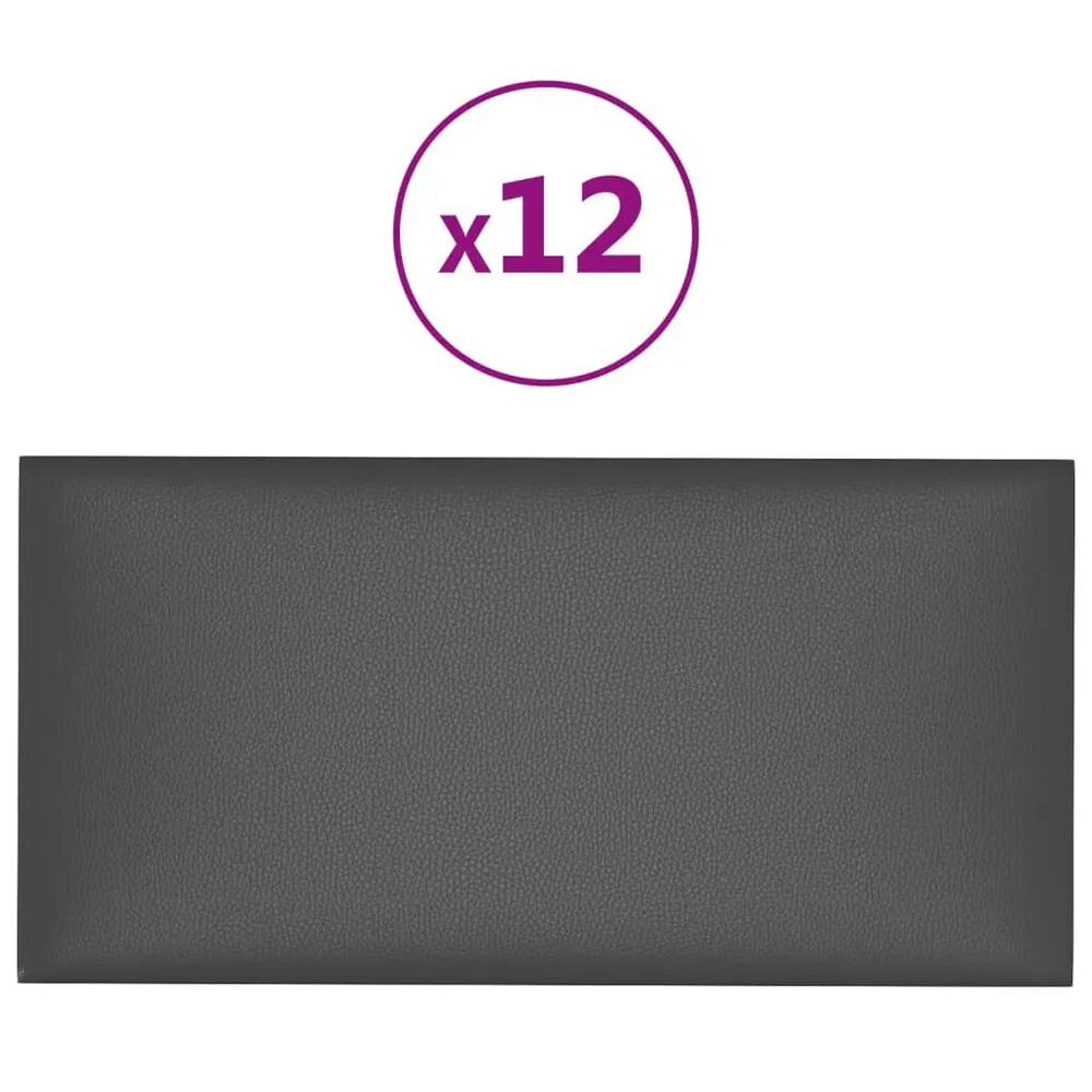 Panneaux muraux 12 pcs Gris 30x15 cm Similicuir 0,54 m²