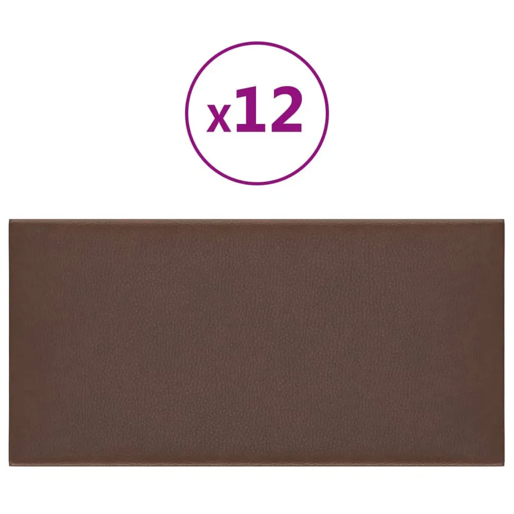 Panneaux muraux 12 pcs Marron 30x15 cm Similicuir 0,54 m²