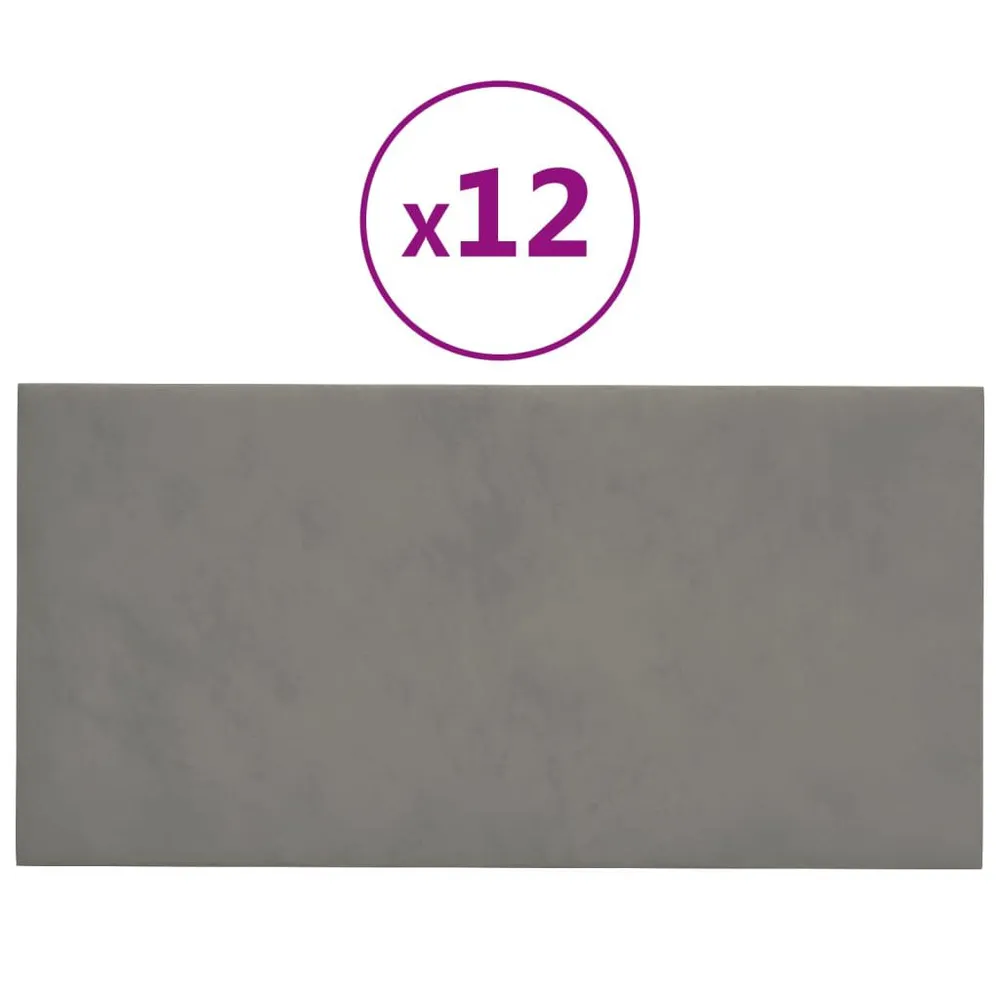 Panneaux muraux 12 pcs Gris évident 30x15 cm Velours 0,54 m²