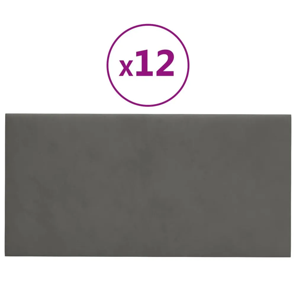 Panneaux muraux 12 pcs Gris foncé 30x15 cm Velours 0,54 m²