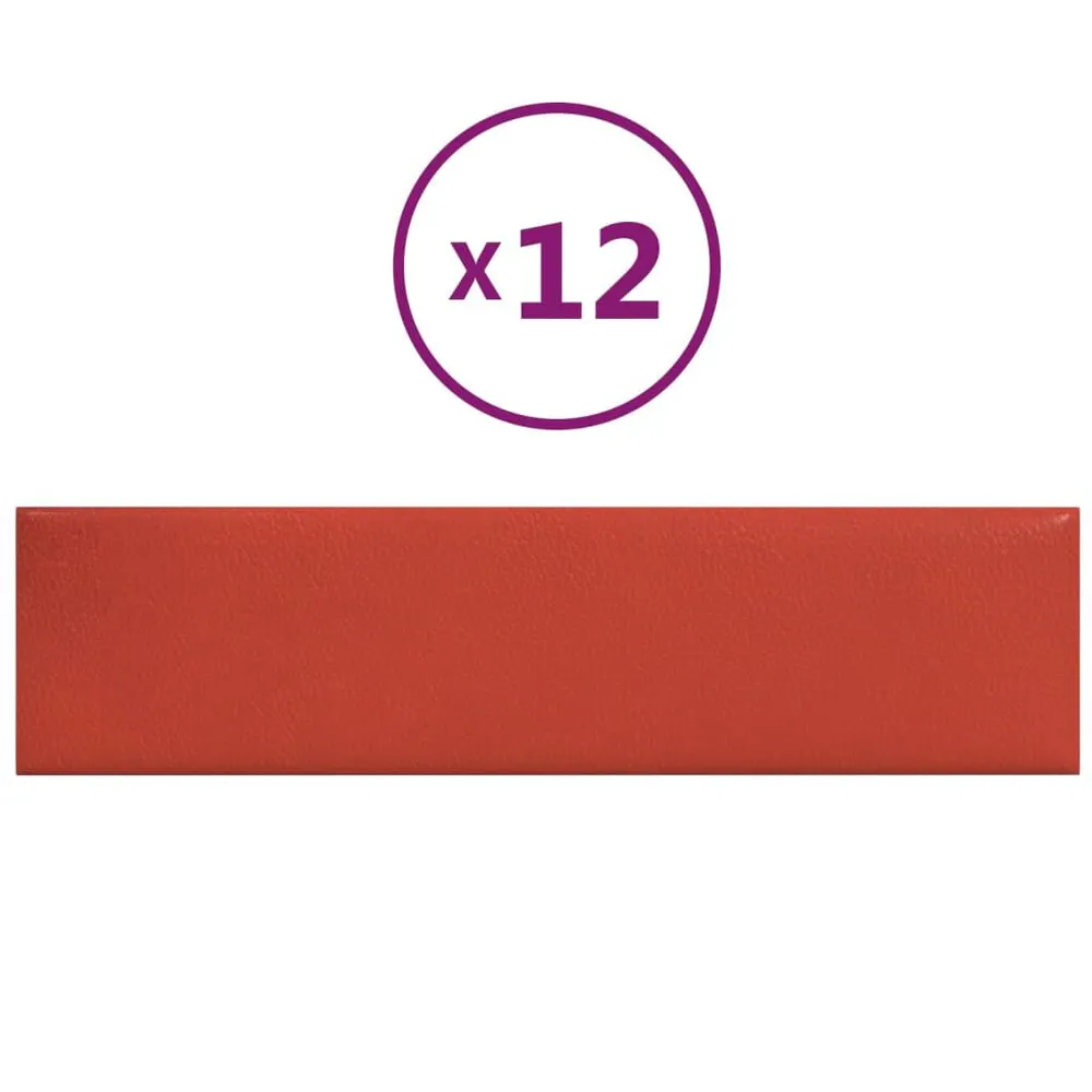 Panneaux muraux 12 pcs Rouge 60x15 cm Similicuir 1,08 m²