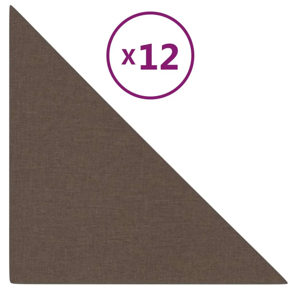 Panneaux muraux 12 pcs Marron 30x30 cm Tissu 0,54 m²