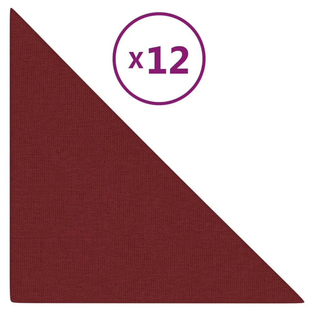 Panneaux muraux 12 pcs Rouge bordeaux 30x30 cm Tissu 0,54 m²