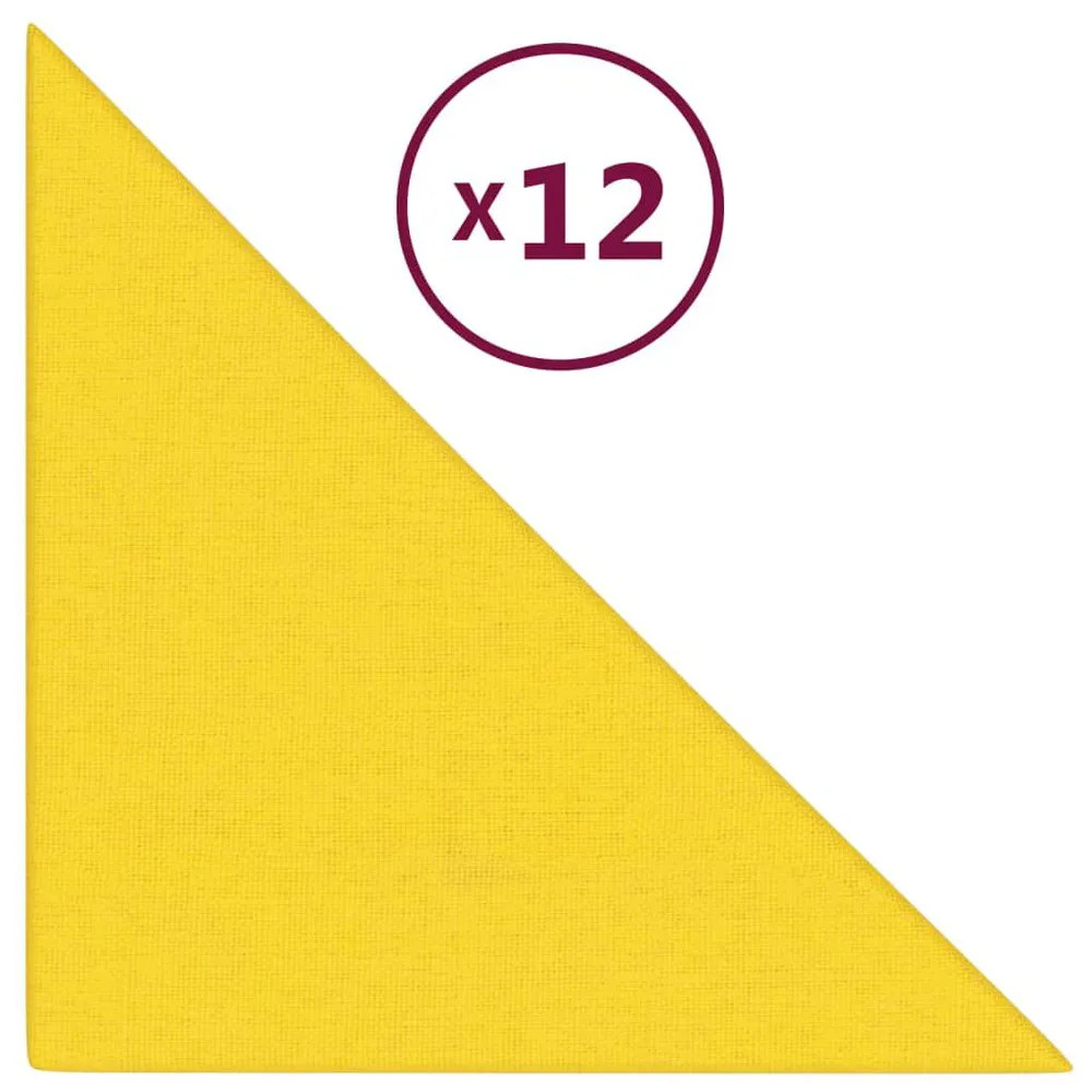 Panneaux muraux 12 pcs Jaune évident 30x30 cm Tissu 0,54 m²