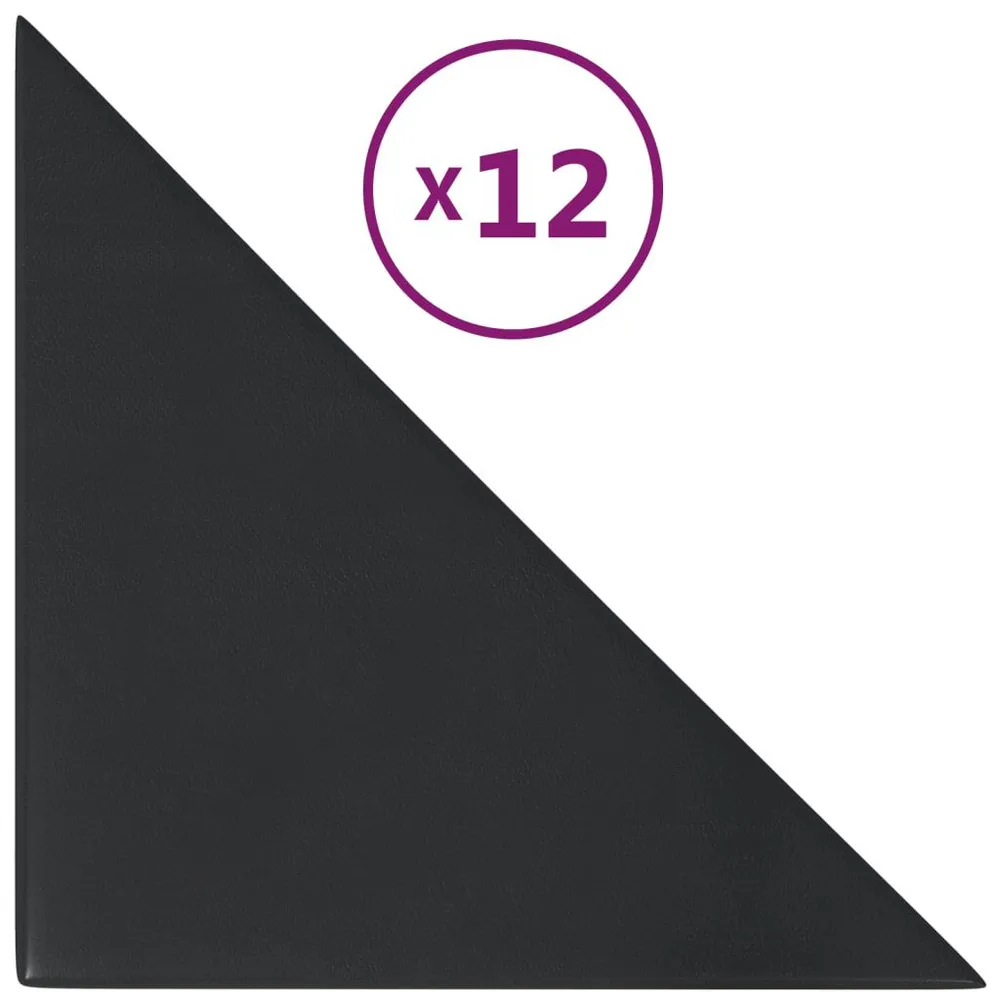 Panneaux muraux 12 pcs Noir 30x30 cm Similicuir 0,54 m²