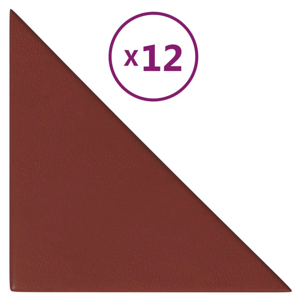 Panneaux muraux 12pcs Rouge bordeaux 30x30 cm Similicuir 0,54m²