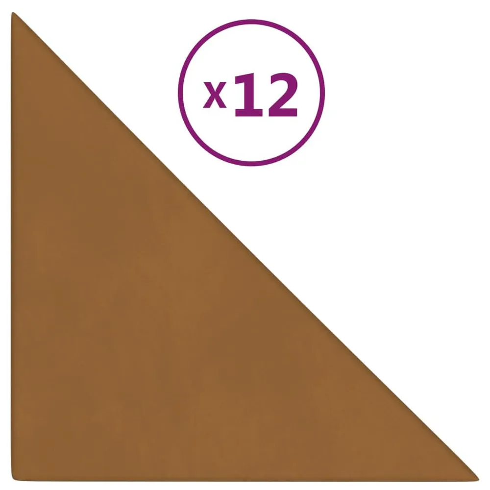 Panneaux muraux 12 pcs Marron 30x30 cm Velours 0,54 m²