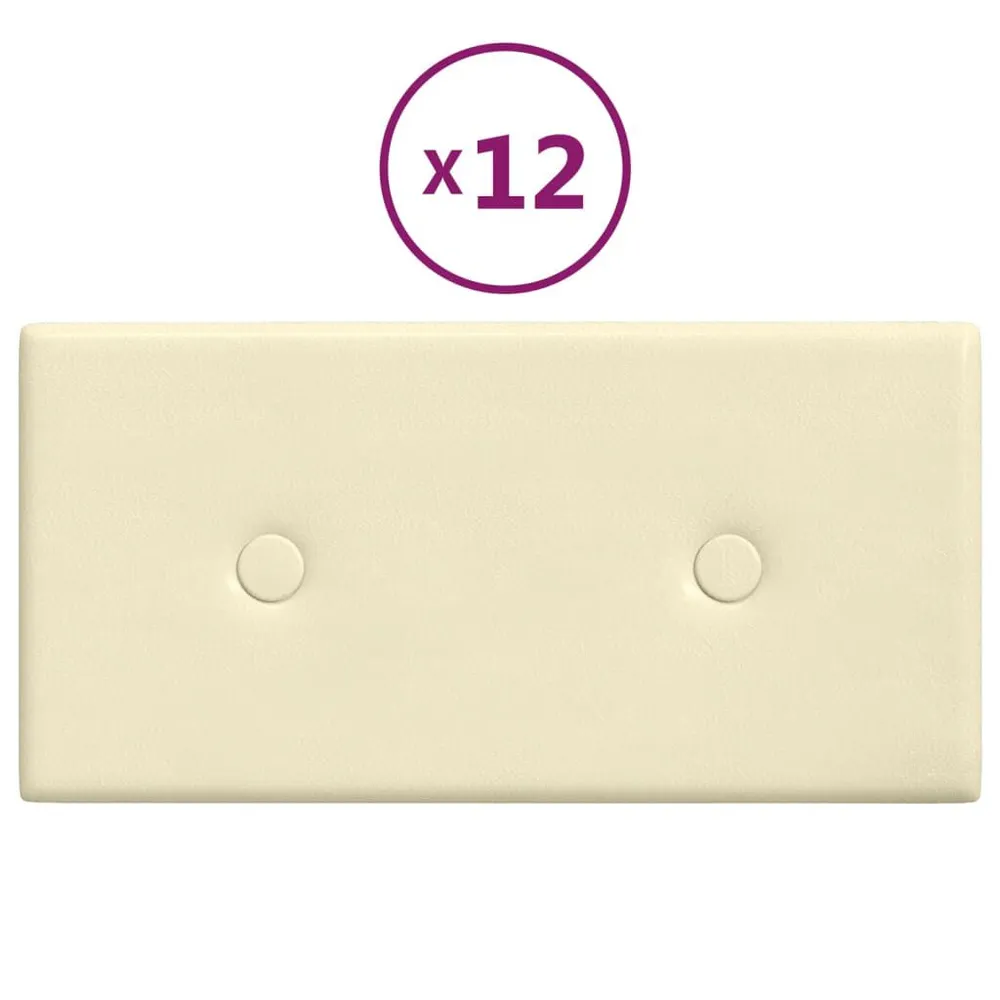 Panneaux muraux 12 pcs Crème 30x15 cm Similicuir 0,54 m²