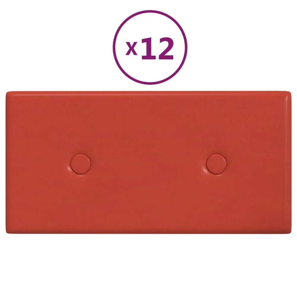 Panneaux muraux 12 pcs Rouge 30x15 cm Similicuir 0,54 m²