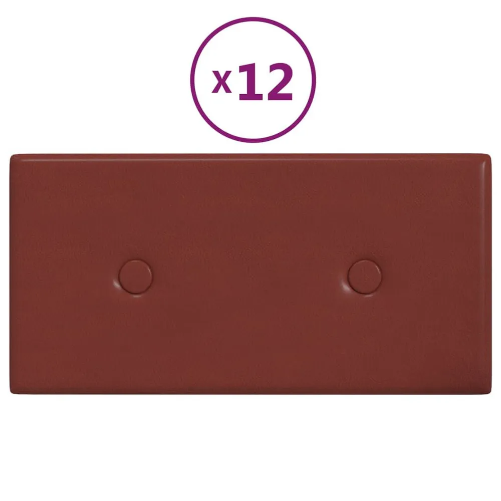 Panneaux muraux 12pcs Rouge bordeaux 30x15 cm Similicuir 0,54m²