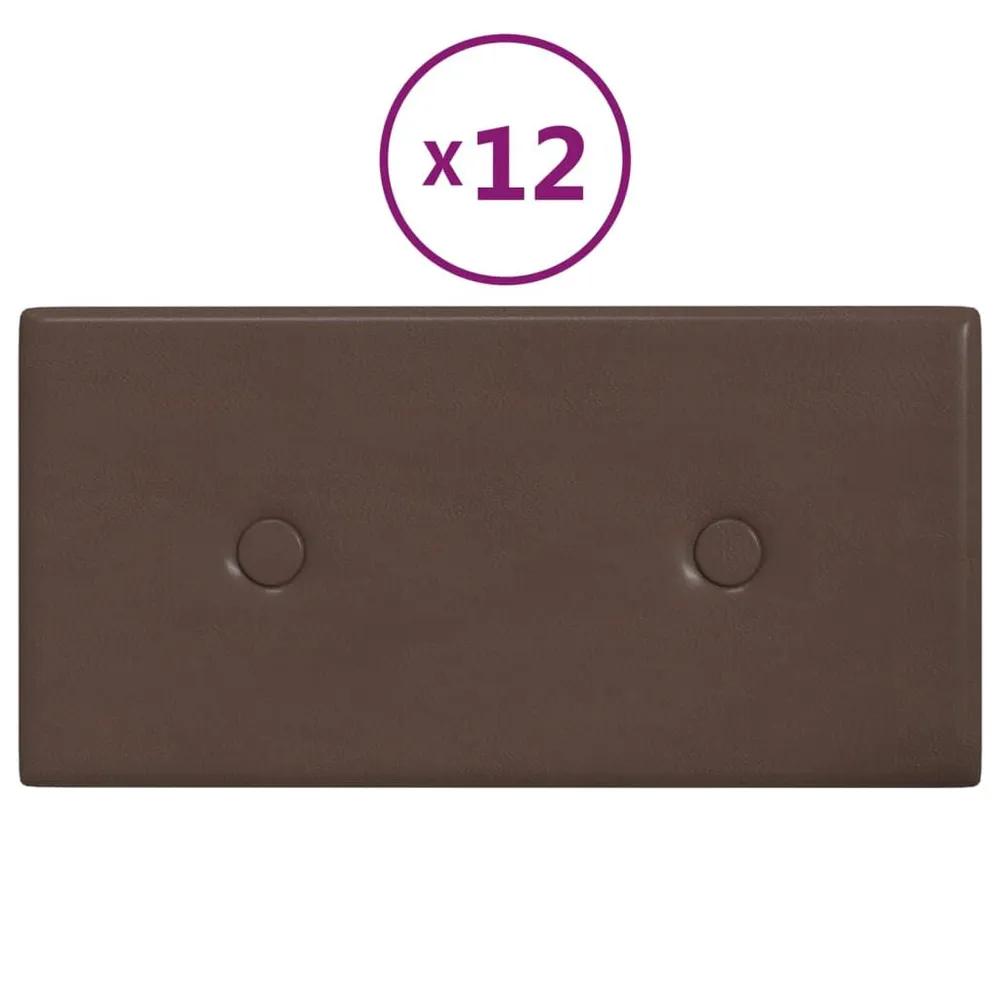 Panneaux muraux 12 pcs Marron 30x15 cm Similicuir 0,54 m²