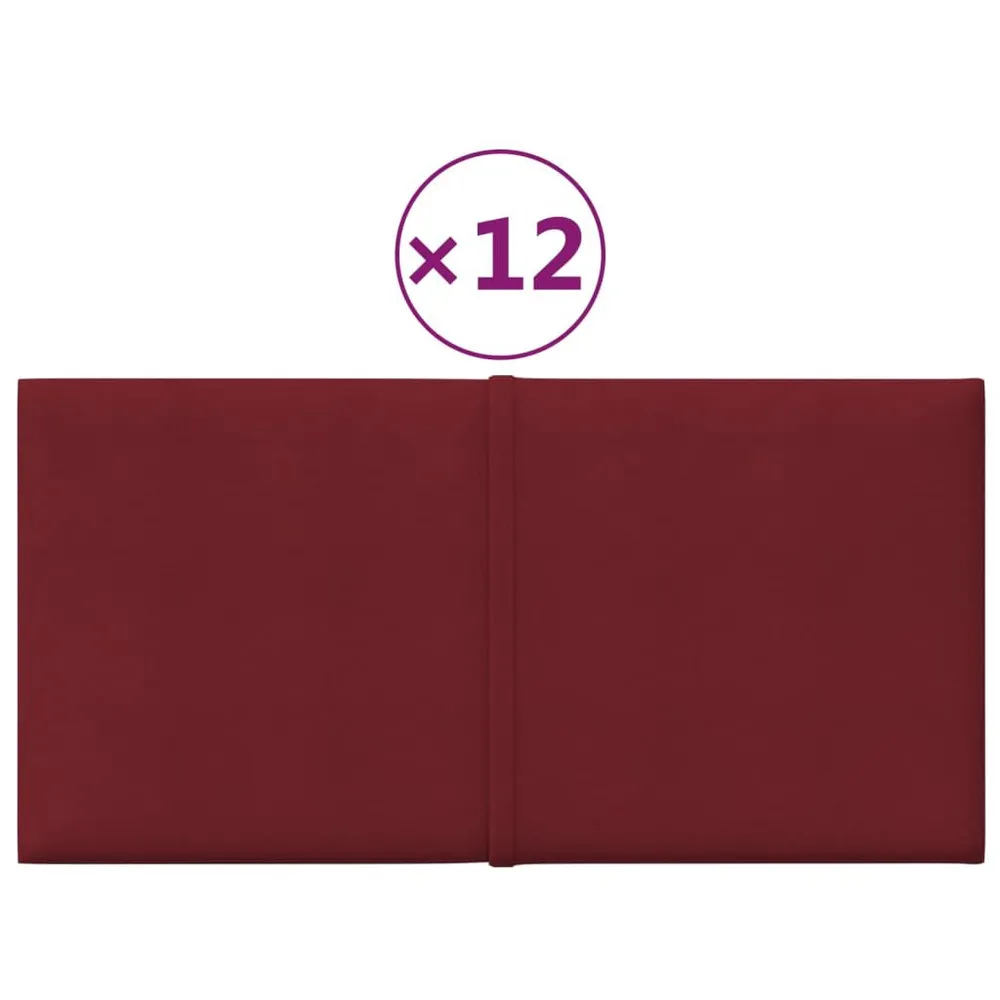 Panneaux muraux 12 pcs Rouge bordeaux 30x15 cm Tissu 0,54 m²