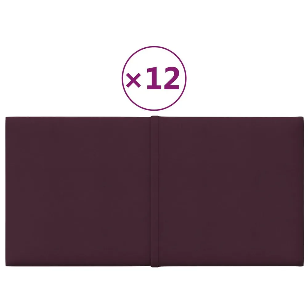 Panneaux muraux 12 pcs Violet 30x15 cm Tissu 0,54 m²